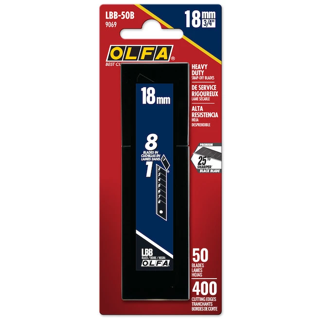 OLFA HD Ultra-Sharp Snap-Blade - LBB - 18 Mm - Black - 50-Pack 1 OLFA HD Ultra-Sharp Snap-Blade - LBB - 18 Mm - Black - 50-Pack