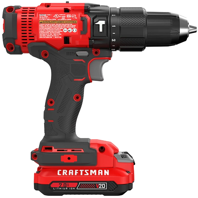 Craftsman V20 1/2-in Cordless Hammer Drill Kit With 20-Volt 1.3Ah Li-Ion Batteries - 1500 RPM - Keyless - 2-Speed 5 Craftsman V20 1/2-in Cordless Hammer Drill Kit With 20-Volt 1.3Ah Li-Ion Batteries - 1500 RPM - Keyless - 2-Speed - Image 5