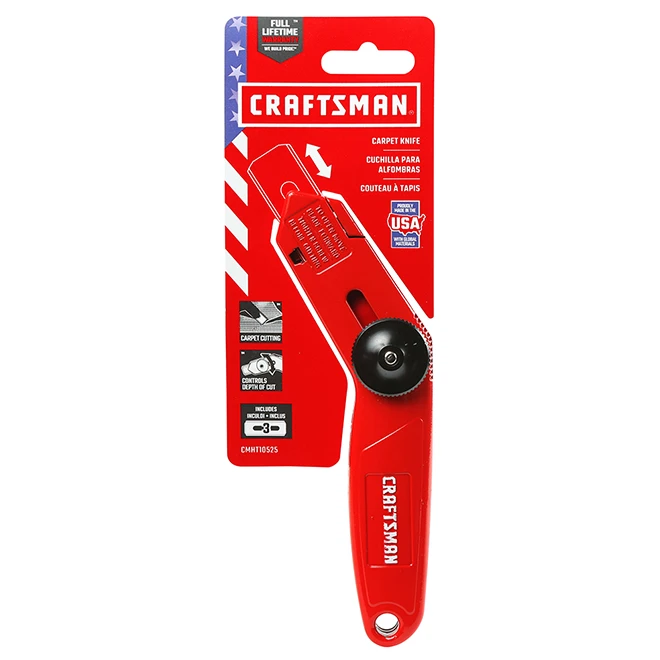 Craftsman Retractable Carpet Knife - 3 Blades - 4.5-in - Red 2 Craftsman Retractable Carpet Knife - 3 Blades - 4.5-in - Red - Image 2