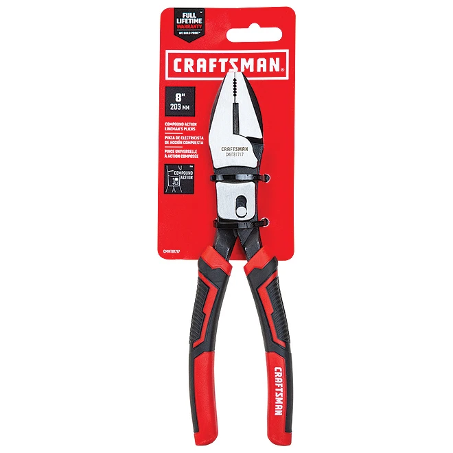 Craftsman Lineman's Pliers - Compound Act - 8" - Steel - Red And Black 3 Craftsman Lineman's Pliers - Compound Act - 8" - Steel - Red And Black - Image 3