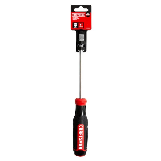 Craftsman Slotted Screwdriver - Bi-Material - 5/16" X 6" - Red And Black 1 Craftsman Slotted Screwdriver - Bi-Material - 5/16" X 6" - Red And Black