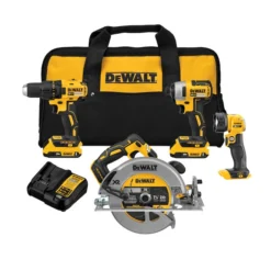 Dewalt Set Of 4 20-V Cordless Tools With 2 Batteries, 1 Charger And 1 Carrying Bag