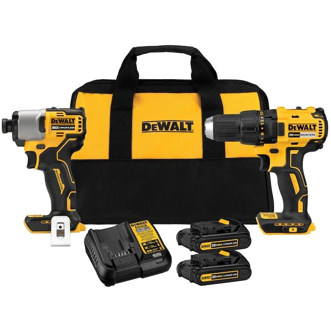 DeWalt 20 V Max Cordless Brushless Drill/Driver Tool Kit - Includes Drill, Impact Driver, 2 Batteries And Charger 1 DeWalt 20 V Max Cordless Brushless Drill/Driver Tool Kit - Includes Drill, Impact Driver, 2 Batteries And Charger