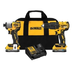Dewalt Cordless Hammer Drill/Driver And Impact Driver Kit - (2) 20V Batteries - Black/Yellow
