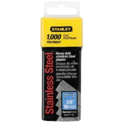 Stanley Heavy-Duty Staples - Stainless Steel - 1000 Per Pack - 3/8-in Leg X 27/64-in W Crown