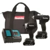Makita 18-Volt 2-Tool Combo Kit With Batteries And Charger - Brushless - Dual LED Light - Ergonomic Rubber Grip