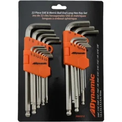 Dynamic Tools 22-Piece Metric And SAE Ball End Long Hex Key Set