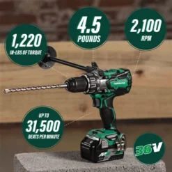 Metabo HPT 1/2-in 36 V Variable Speed Brushless Cordless Hammer Drill Kit (2 Batteries And 1 Charger) 7 Metabo HPT 1/2-in 36 V Variable Speed Brushless Cordless Hammer Drill Kit (2 Batteries And 1 Charger) -ToolPro Sales Store 330989758 AlternateImage1 l
