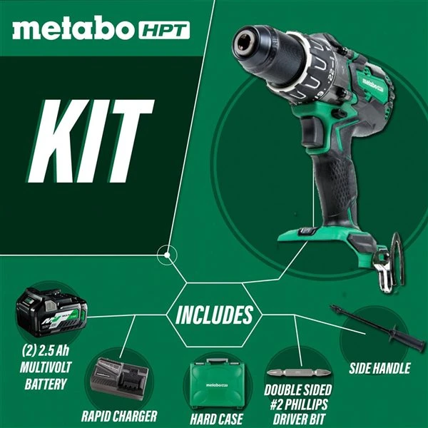 Metabo HPT 1/2-in 36 V Variable Speed Brushless Cordless Hammer Drill Kit (2 Batteries And 1 Charger) 2 Metabo HPT 1/2-in 36 V Variable Speed Brushless Cordless Hammer Drill Kit (2 Batteries And 1 Charger) - Image 2