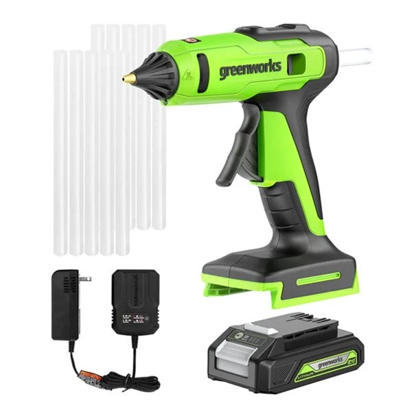 Greenworks 24V Cordless Glue Gun, 2.0 Ah Battery & Charger Included 1 Greenworks 24V Cordless Glue Gun, 2.0 Ah Battery & Charger Included