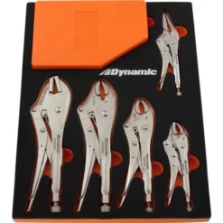 Dynamic Tools 7-Piece Locking Pliers & Hex Key Set With Foam Tool Organizer