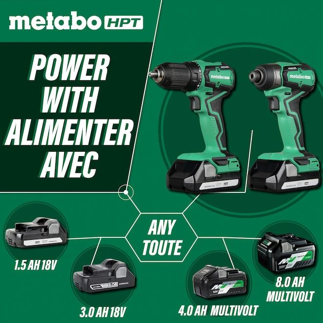 Metabo HPT 18V Cordless Impact Driver And Drill Kit With Lithium-Ion Batteries And Charger 2 Metabo HPT 18V Cordless Impact Driver And Drill Kit With Lithium-Ion Batteries And Charger - Image 2