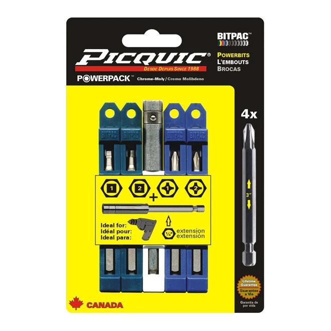 Picquic Screwdriver Bit With Extension Kit - Power Bit - Steel - Set Of 4 2 Picquic Screwdriver Bit With Extension Kit - Power Bit - Steel - Set Of 4 - Image 2