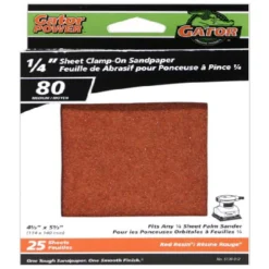 Gator Gatorpower Clamp-On Sandpaper - 4 1/2-in W X 5 1/2-in L - 80 Grit - Aluminum Oxide Abrasive - 25 Per Pack
