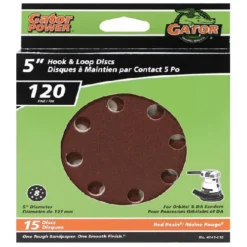 Rust-Oleum Gator Gatorpower Hook And Loop Sanding Discs - 5-in Dia - 8 Holes - 120 Grit - 15 Per Pack