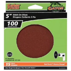 Rust-Oleum Gator Gatorpower Stick-On Sanding Discs - 5-in Dia - 100 Grit - Aluminum Oxide Abrasive - 15 Per Pack