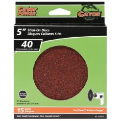 Rust-Oleum Gator Gatorpower Stick-On Sanding Discs - 5-in Dia - 40 Grit - Aluminum Oxide Abrasive - 15 Per Pack